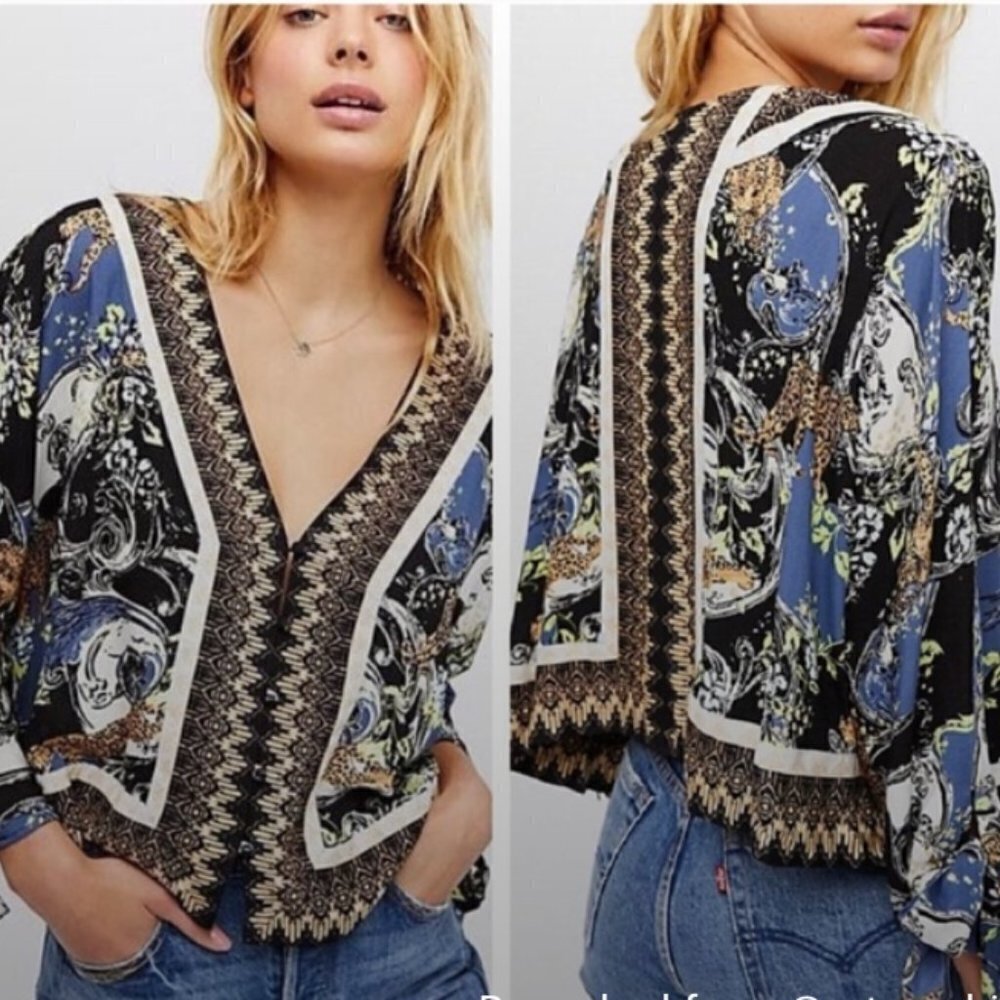 Free People Catch Me if You Can Leopard Blouse XS
